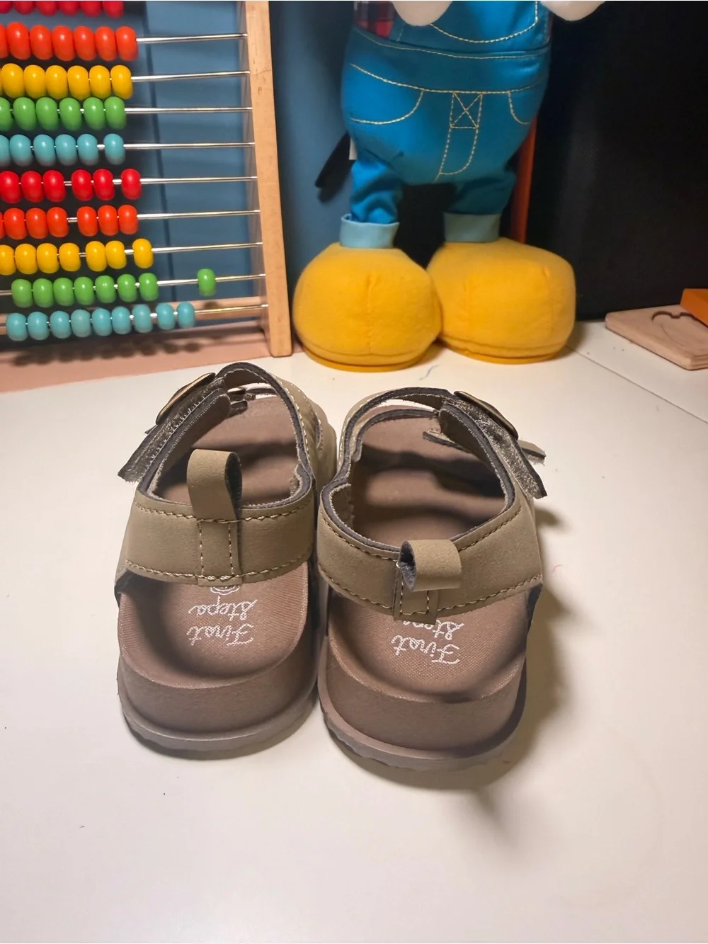 Kids Olive Green Double-Buckle Sandals with Padded Footbed